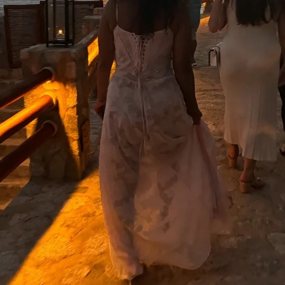 House of CB Seren Blush Sheer Lace-Up Back Gown - Picture 3 of 5